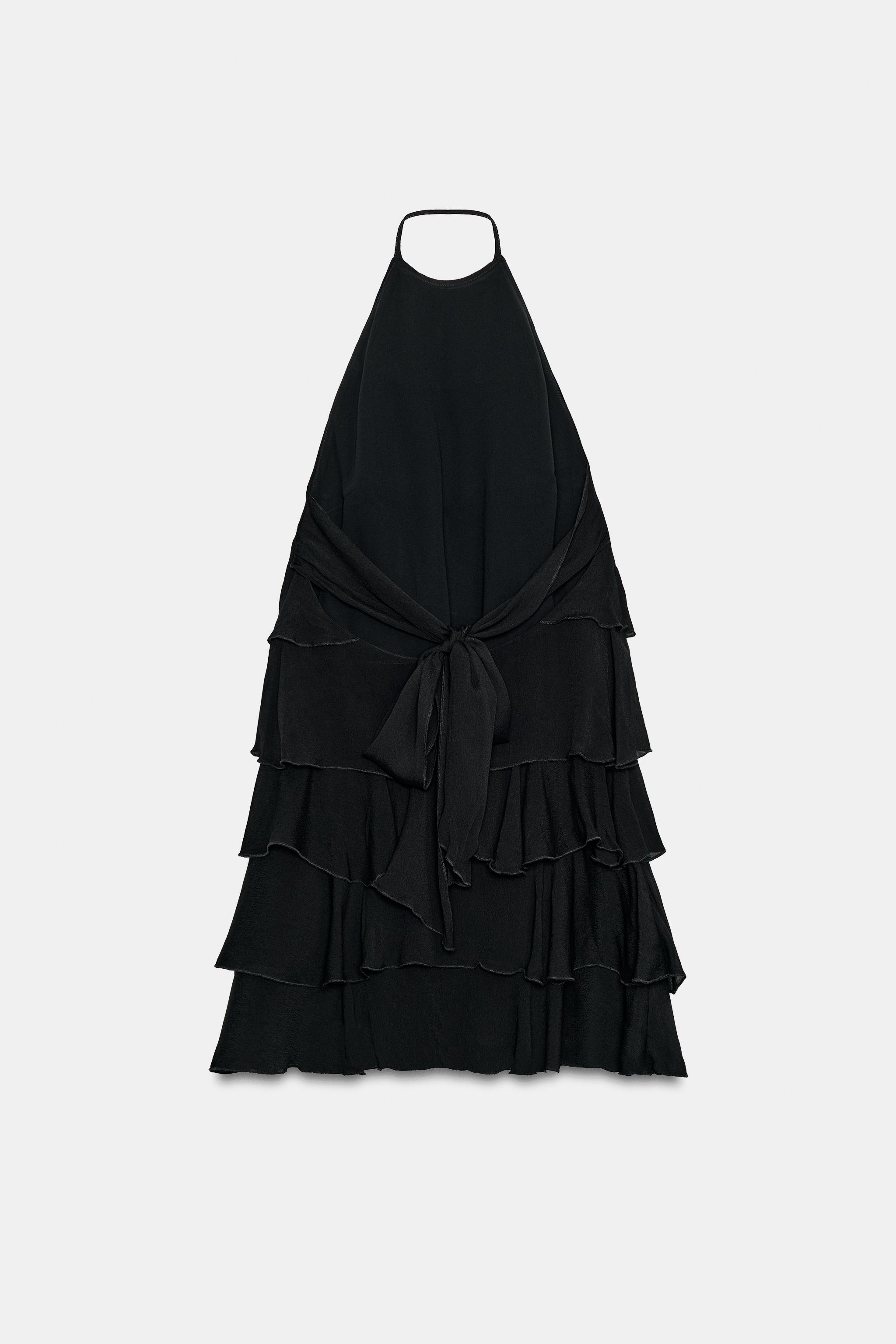 RUFFLED HALTER MINI DRESS